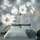 Light blue Flowers wall covering Botanical Peel and stick wall mural removable Floral wall decoration adhesive wallpaper bedroom wall decor
