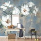 Light blue Flowers wall covering Botanical Peel and stick wall mural removable Floral wall decoration adhesive wallpaper bedroom wall decor