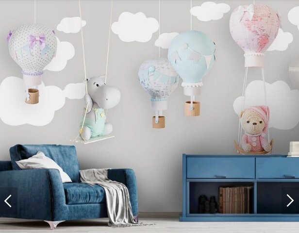 Nursery Cloud wallpaper Peel and stick mural Removable wallpaper Boy nursery decor wall print art Textured vinyl wallpaper wall decoration