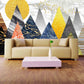 Geometric wallpaper mountains wall mural peel and stick, modern abstract wallpaper nature wall covering removable wall decoration