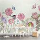 Peel and stick Wallpaper with birds and flowers Flower wall backdrop Peony wallpaper Botanical removable Home wall decor Murals for girls