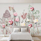 Peel and stick Flower wall backdrop Peony wallpaper Botanical removable Home wall decor Murals for girls Wall stickers butterflies