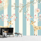 Nursery wallpaper Self adhesive mural Golden deer Home wall decor Peel and stick Giant wall mural Asian wall art Flowers wall mural prints
