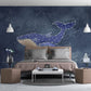 Whale wall art Peel and stick wall mural Modern Removable wall decor Textured fabric vinyl wallpaper abstract wall covering shark poster