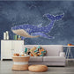 Whale wall art Peel and stick wall mural Modern Removable wall decor Textured fabric vinyl wallpaper abstract wall covering shark poster