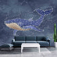 Whale wall art Peel and stick wall mural Modern Removable wall decor Textured fabric vinyl wallpaper abstract wall covering shark poster