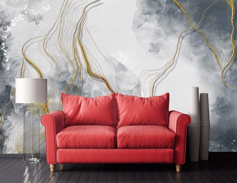 Art deco abstract modern wallpaper peel and stick, removable, self adhesive, temporary Giant vinyl, canvas wall mural bedroom, living room