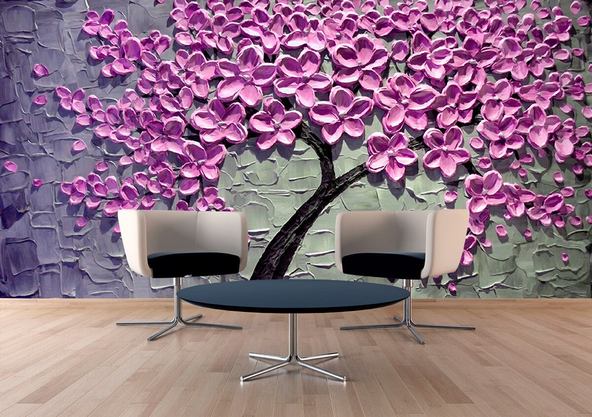 3d wall muralr Sakura blossoms wallpaper, Flowers Peel&stick wallpaper Large flower wall sticker Dathroom wall decor removable wall decal