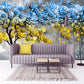 Floral wallpaper mural Blue and yellow wall art Tree wall decals & murals, Peel and stick, removable wallpaper for bedroom, living room