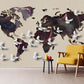 World map mural Peel and stick wallpaper, Removable wallpaper modern vinyl wallpaper World map canvas 3d wall mural World map wall decal