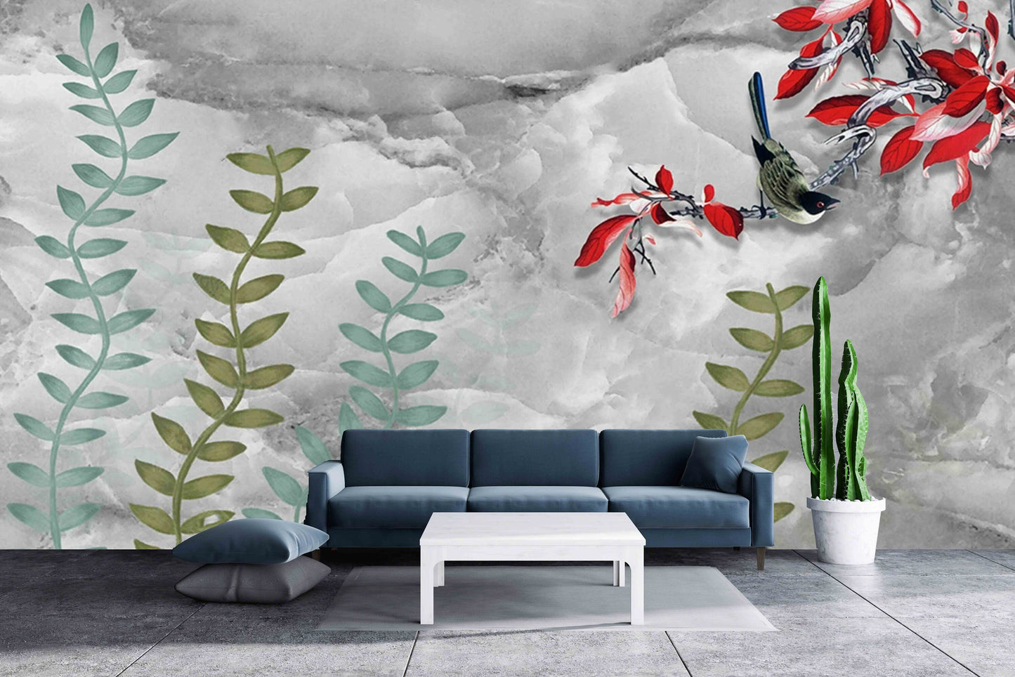 Green marble wallpaper, flowers wallpaper peel and stick, 3d wall mural, floral wallpaper, textured adhesive wallpaper