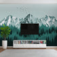 Mountains wallpaper peel and stick wall mural, green wallpaper, forest wallpaper, nature wall covering removable, self adhesive