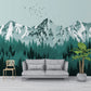 Mountains wallpaper peel and stick wall mural, green wallpaper, forest wallpaper, nature wall covering removable, self adhesive