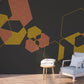Geometric black wallpaper peel and stick wall mural, modern abstract dark wallpaper removable wall decoration