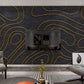 Black and gold Abstract wallpaper peel and stick wall mural, removable art deco modern wallpaper minimalist bedroom wall decor