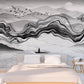 Black and white abstract wallpaper peel and stick wall mural, removable art deco modern wallpaper minimalist bedroom wall decor