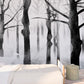 Dark forest photo wallpaper peel and stick wall mural black and white wallpaper for bedroom, living room, kitchen