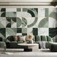 Green marble wallpaper peel and stick wall mural, art deco geometric wall decal prints, abstract wallpaper