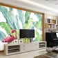 Banana leaves decor wallpaper, tropical leaf removable wallpaper, modern banana leaves print wall mural peel and stick