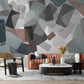 Geometric abstract wallpaper peel and stick 3d wall mural, removable wallpaper, vinyl wall murals, canvas wallpaper