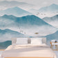 Blue Mountain wall mural prints, abstract asian wallpaper peel and stick wallpaper Minimalist wall decoration Bedroom Living room wall decor