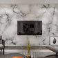 Art deco marble modern peel and stick wallpaper, removable grey canvas wall mural, self adhesive vinyl wallpaper, temporary wall decal