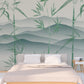 Bamboo pell and stick wall mural, self adhesive tropical wallpaper, accentual landscape wall decal, removable green mountains wallpaper