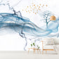 Blue wave self adhesive wallpaper, large abstract peel and stick wall mural, accentuall marble photo wallpaper, removable wallcovering