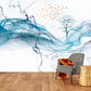 Blue wave self adhesive wallpaper, large abstract peel and stick wall mural, accentuall marble photo wallpaper, removable wallcovering