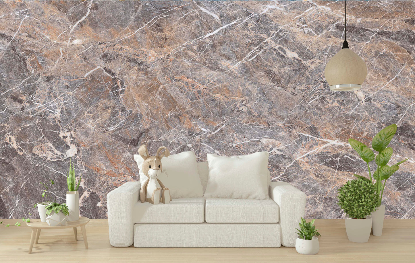 Extra large marble self adhesive wallpaper, grey peel and stick wall mural, accentual abstract wallcovering, modern living room wallpaper