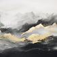 Extra large black gold wallpaper, abstract peel and stick wall mural, self adhesive mountains wallpaper, temporary mural, modern wallpaper