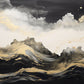 Abstract waves wallpaper, self adhesive black gold wall mural, dark peel and stick wallpaper, removable seascape wallpaper, accentual mural