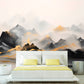 Extra large black gold wallpaper, abstract peel and stick wall mural, self adhesive mountains wallpaper, temporary mural, modern wallpaper